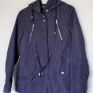 Bella Donna Womens Spring Jacket Hooded Utility Size S Navy Blue Moda Italiana